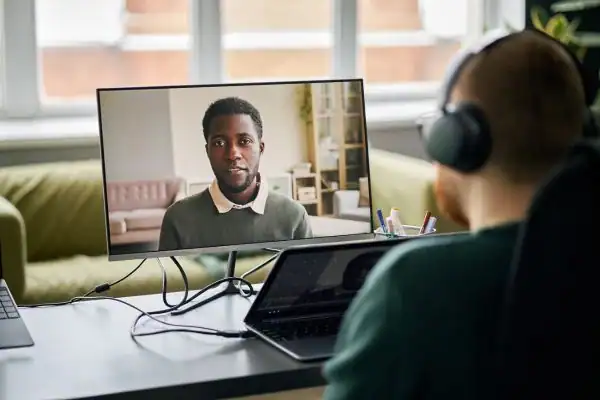 Man attending online mediation Aldershot MIAMS session